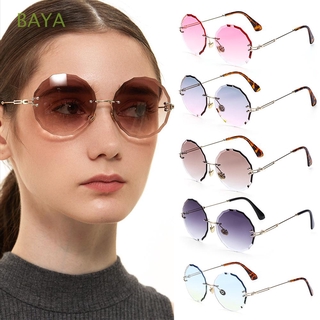 BAYA Fashion Rimless Sunglasses Sunglasses for Women UV400 Protection Vintage Sunglasses Tinted Eyewear Frameless Round-shape Shades Diamond Cutting Lens