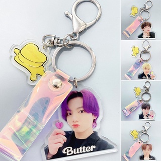 BTS Keychain Pendant Bangtan Boys Album Butter Hanging Acrylic Key Ring Kpop Gift for Fans Bag Rearview Mirror