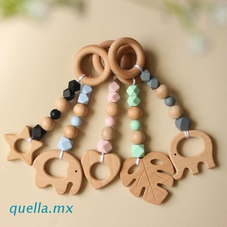 quella 3 Pcs/Set Baby Gym Frame Pendants Silicone Beads Mobile Wooden Teether Rattle Infant Newborn Teething Nursing Toys