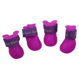 8x negro/púrpura s, zapatos de mascotas botines de goma perro impermeable botas de lluvia (9)