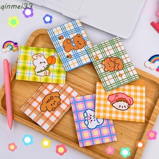 Qinmei papelería cuadrícula oso envolver tarjeta de felicitación tarjeta de bendición tarjeta plegable lindo DIY tarjeta mejores deseos tarjeta de dibujos animados mensaje bloc de notas sobres