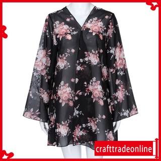 [crafttradeonline] mujer patrón floral chal gasa kimono verano casual suelto fit cardigan
