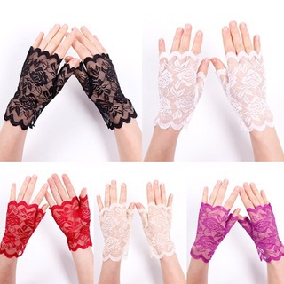 guantes de encaje para mujer/guantes cortos sin dedos/guantes de protección solar vintage para adultos/niñas/guante de encaje sin dedos