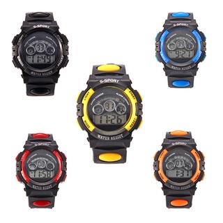 angyuiei - reloj de pulsera deportivo impermeable para niños, pantalla Digital, alarma, fecha, luminoso