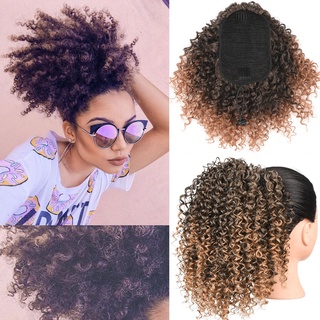Afro Kinky Curly Synthetic Ponytail Puff Hair Bun Ponytail Hair Extension Drawstring Short Afro Pony Tail Clip in on Hair Bun