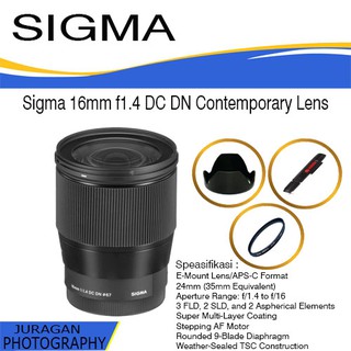 Sigma 16mm f1.4 DC DN lente contemporánea para montaje Sony E