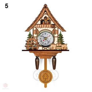 reloj de pared de cuco de madera para pájaros, timbre de tiempo, alarma, reloj de arte del hogar, decoración (9)