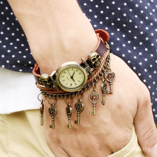 Reloj de pareja de vacaciones reloj de los hombres nuevo estilo de cuero Retro números romanos reloj reloj niñas cuero pulsera reloj