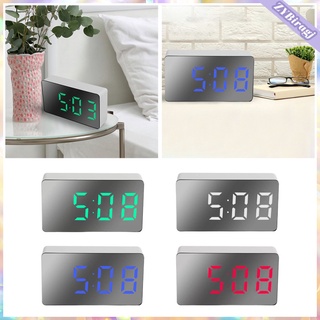reloj despertador digital, led mesita de noche regulable espejo pantalla con 2 alarmas/snooze/temperatura, no tictac,