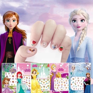 5Pcs/lot Disney Makeup Toy Nail Stickers No Repeat Anime Frozen Princess Elsa Anna Minnie Mouse Figures Baby Girl Classic Toys Gift (2)
