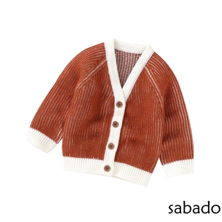 sabadoSpring Autumn Toddlers Knitted Cardigan, Baby Boys Girls Solid Color V-neck