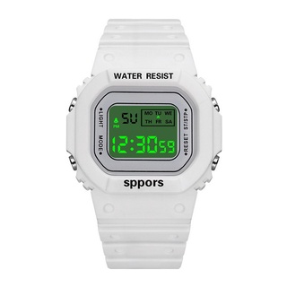 Square Watch Waterproof Simple Alarm Luminous Function Silicone Case Strap Sports Electronic Watch for Men Women (4)