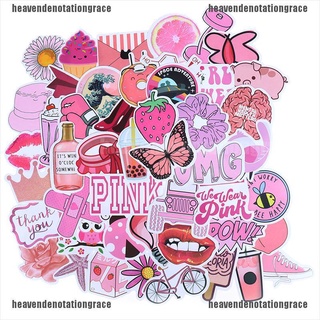 he5mx 50pcs dibujos animados rosa niñas pegatinas diy maleta portátil guitarra bicicleta coche pegatinas 210907