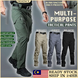 Listo STOCK hombres tácticos pantalones IX9 militar pantalones Multi bolsillo pantalón de trabajo impermeable [Panjang]