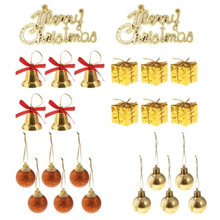24 unids/caja surtido árbol de navidad colgante decoración/oro campanas colgante caja de regalo (2)