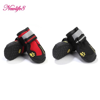 4pcs Waterproof Pet Dog Shoes Anti Slip Soft Luminous Puppy Footwear Black