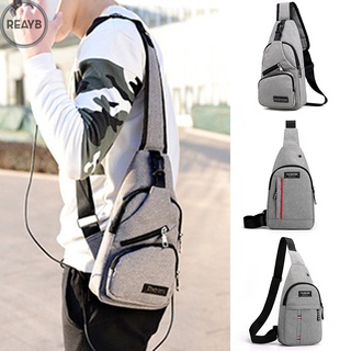 Mochila para hombre con interfaz de carga USB y auriculares Jack Crossbody Sling Bag bolsa de pecho para entrenamiento de viaje