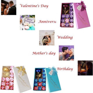 12 jabón flor hoja de oro rosa caja de regalo creativo Tanabata regalo de san valentín día de la madre V4P2