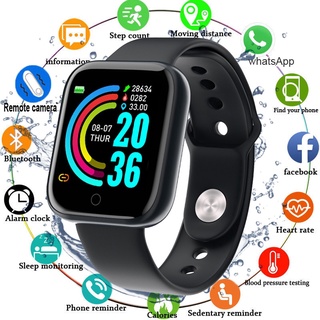 Really impermeable!!reloj Inteligente Y68 a prueba de agua Para hombres mujeres reloj deportivo frecuencia cardiaca presión Arterial impermeable reloj Inteligente Para Android Ios D20 Smartwatch
