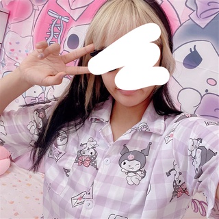 nuevos productos Verano cariño Kuromi mujer casa pantalones cortos de manga corta pijamas traje estudiante chica suave sección delgada transpirable pijamas lindos (4)