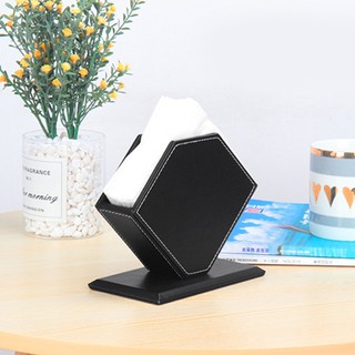 HT PU Leather Household Office Polygon Tissue Paper Holder Box Cover Case Napkin Holder - Elegant and Stylish Home Decoration