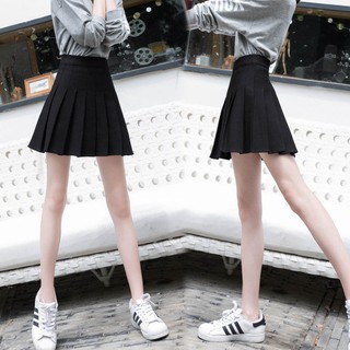 Falda corta falda plisada primavera y verano falda negra de cintura alta verano (7)