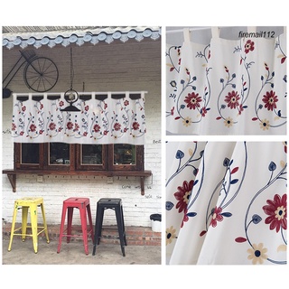 FI*cortina de poliester con estampado de flores para cocina/cortina para ventana/decoración del hogar (5)