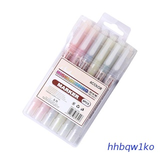 hhbqw1ko.mx 6 Colors Dual Double Headed Highlighter Pens Fluorescent Marker Art Drawing Stationery School Supply