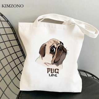 Pugs Pug Dog Shopping Bag Bolsa De yute Bolsa De lona Bolsas De Tela Tote Cotton Bag Boodschappentas Ecobag Shoping Sacolas