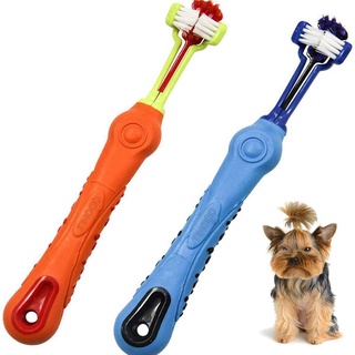 willis1 cepillo de dientes premium para limpieza de dientes, producto para mascotas, cepillo de dientes ergonómico, 3 caras, cuidado dental para perros, gatos, cepillo de dientes, suministros para perros, multicolor (5)