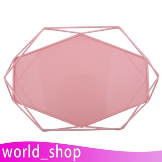 [worldshop] bandejas de tocador, bandeja de almacenamiento cosmético geométrico organizador de joyas bandejas anillo collar accesorios bandeja de joyería placa para