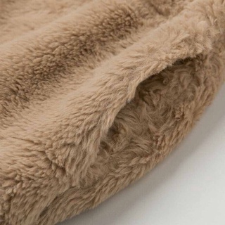 Mujeres calentador de piel sintética de lana esponjosa abrigo de oso de peluche Chamarra de las señoras de invierno Outwear (3)