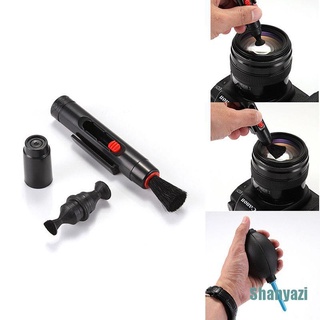 [shanyazi] 3 en 1 lente limpiador de polvo pluma soplador kit de tela para cámara dslr vcr (8)