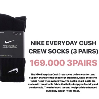 Nike EVERYDAY CUSH CREW 3 pares de calcetines deportivos unisex
