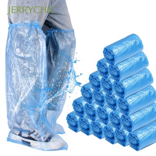 jerrychic 1/5/10 pares de zapatos de lluvia de plástico gruesos antideslizantes desechables de buena calidad protector de alta parte superior impermeable