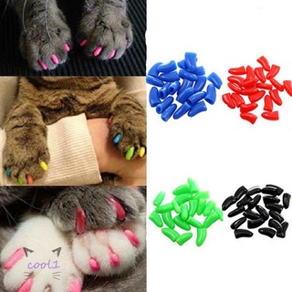 COOL1 20 unids/set nuevas cubiertas de garras de perro pegamento silicona gato pata de uñas tapa Mult-color no tóxico suave protector de mascotas aseo/Multicolor