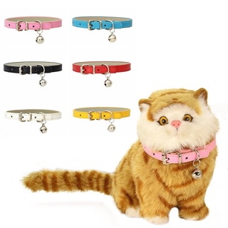 Lindo Collar de gato de cuero sintético ajustable collares para mascotas con campanas para mascotas accesorios para perros