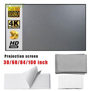 bonnie 3d hd anti-luz pantallas hogar al aire libre oficina proyector de pantalla tela portátil 30/60/84/100/120 pulgadas de alta calidad simple tela reflectante