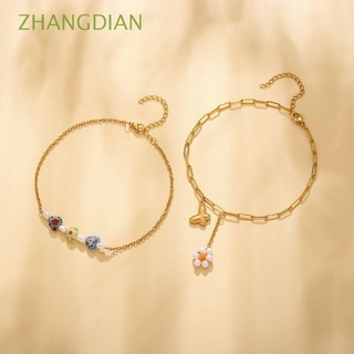 ZHANGDIAN Korean Female Ankle Chain Charm Butterfly Titanium Steel Anklet Heart Cute Bohemian Cool Jewelry Gift Barefoot Chain Pearl Bracelet/Multicolor