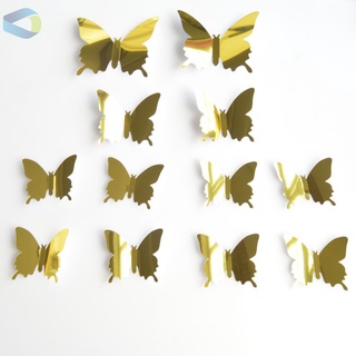 12 pzs espejo De Alta calidad Estéreo De mariposa para Sala De Estar decoración De fiesta De boda (7)