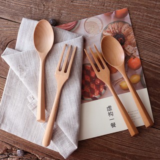 natural de color sólido reutilizable elegante retro de madera de bambú cubiertos vajilla vajilla palillos cuchara tenedor portátil vajilla (1)