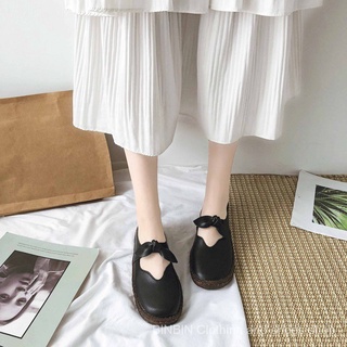 ❤Tiro Real❤ Zapatos de cuero pequeños para mujer estilo universitario británico Zapatos de cuero Retro para niñas de gran tamaño✒✷❁Estilo coreano verano plano lindo estudiante guisantes zapatos