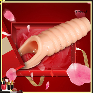 SWEXG_sweetbl Male Silicone Thread Penis Sleeve Cock Ring Adults Sex Toy Time Delay Condom
