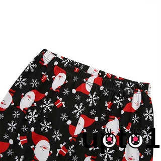 Up-matching Family navidad pijamas, Casual manga larga Santa impresión Tops + pantalones conjunto (9)