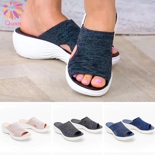 Knitted Wedge Sports Corrective Sandals Mesh Upper Women's Summer Beach Shoes Breathable