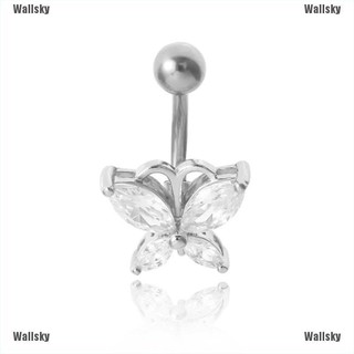 Wallsky 💕 acero inoxidable mariposa cristal hélice ombligo anillos vientre Piercing cuerpo joyería (6)