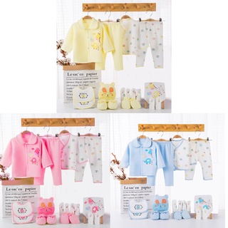 brroa 18pcs Newborn Baby Set Girl Boy Clothes Cotton Warm Infant Suit Outfits Pant Bib