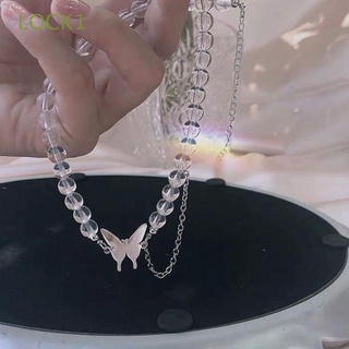 LOCK1 New Necklace Fashion Transparent Crystal Butterfly Pendent Women Chain Charm Hot Choker