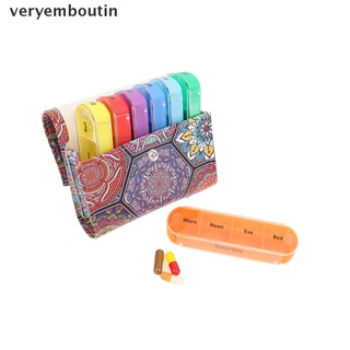 【veryem】 7 Day Pill Box Organizer Set Travel Faux Leather Wallet Style Carrying Case .
