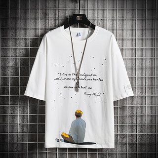 Camiseta de manga corta para hombre, ropa de hombre, algodón puro, media manga, estilo Hong Kong, camiseta, ropa